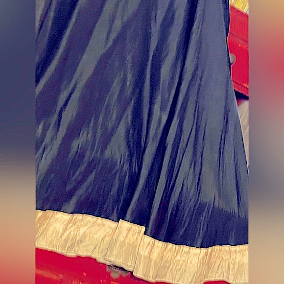 VTG skirt flared Ruffle OOAK Lithuania ethnic zipper acetate fabric plus 18 sz - Picture 3 of 9